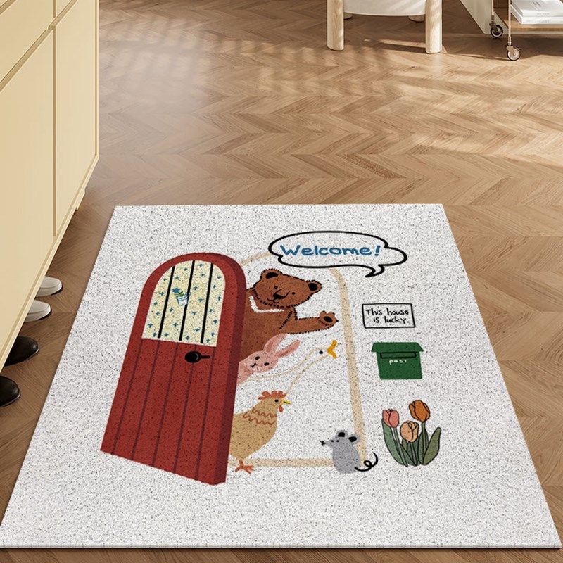 轻奢法式农舍动物卡通丝圈地垫入户门脚垫进门玄关地毯大门蹭脚垫