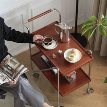 复古实木小推车简约沙发边几可移动茶几家用客厅餐边柜收纳置物架