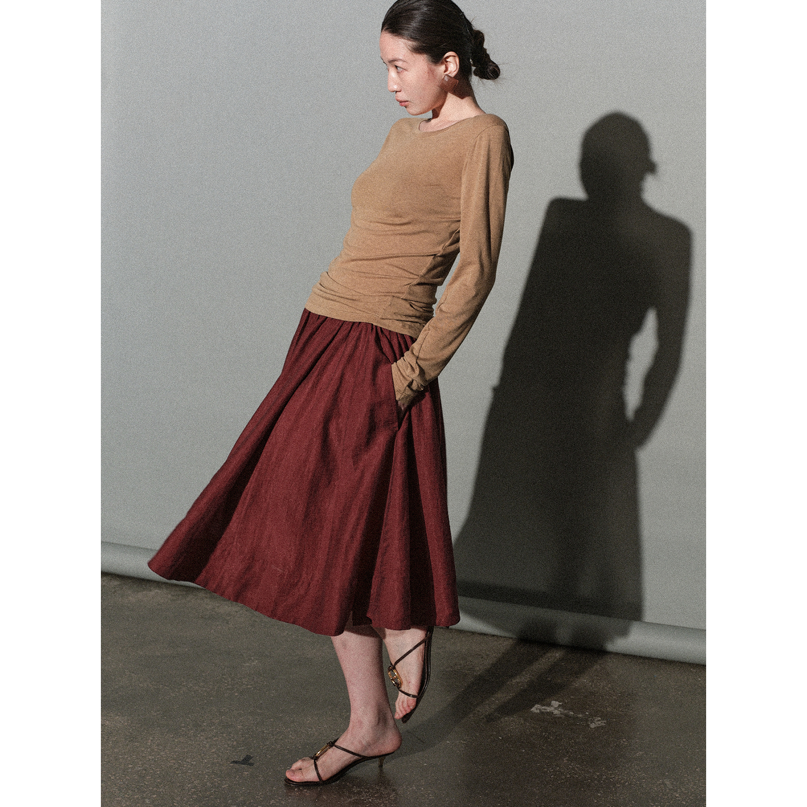 懒半裙01InHug/亚麻大摆半裙