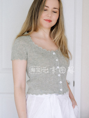 [英文]Amoretta Blouse图解 女士短袖tee毛衣编织图解教程中文字