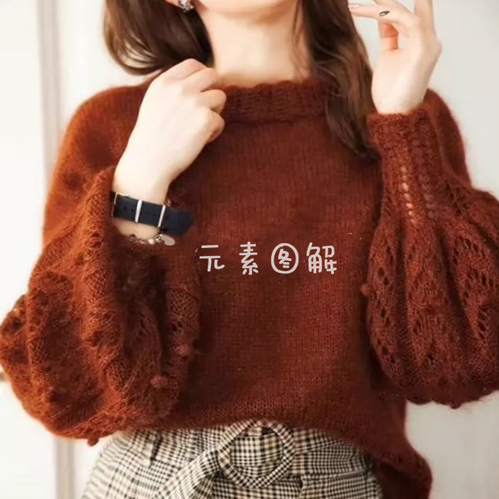 威士忌套衫图解 女士棒针手工毛衣图解编织教程文字图解教程