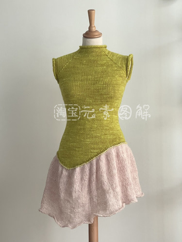 [中英文]飘渺连衣裙图解 女士短裙毛衣编织图解教程文字图解教程