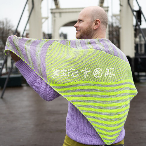 [英文]Stripeometry shawl图解 提花披肩围巾衣编织图解教程