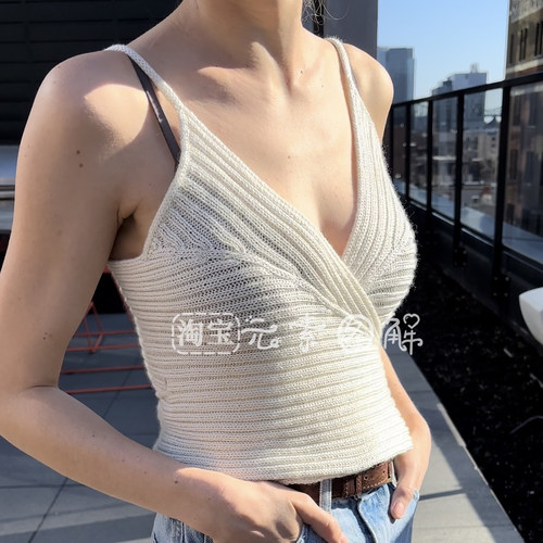 [英文]Yoke Top图解 女士V领夏季吊带背心毛衣编织图解教程