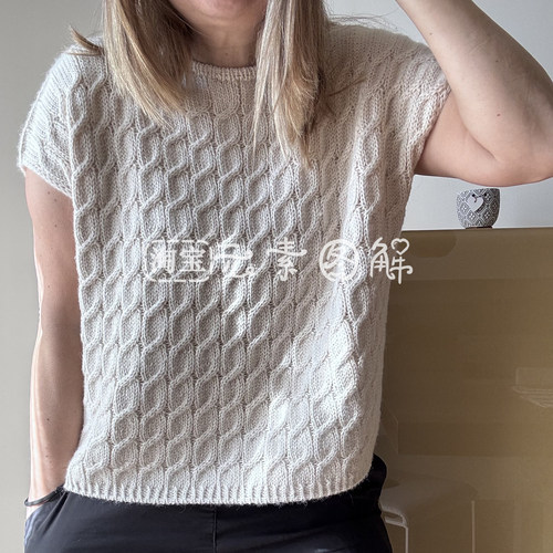 [英文]Bauhaus Vest图解 女士麻花短袖tee毛衣编织图解教程文字