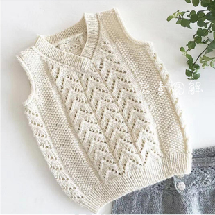 0714儿童0-7岁V领背心图解 镂空花马甲坎肩 棒针编织教程中文字版
