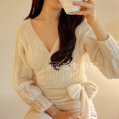 [英文]Zosia Wrap Cardigan图解 女士V领开衫毛衣编织图解教程