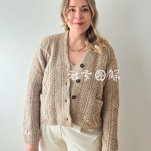 书友会开衫图解 女士V领麻花毛衣图解编织教程 中文字图解教程