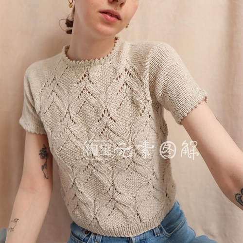 诗恋Tee图解 女士镂空圆领短袖毛衣编织图解教程中文字poet tee