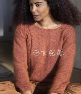 桑德马肯套衫图解 女士圆领落肩绞花 毛衣编织教程中文字版