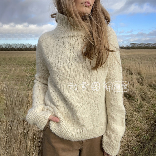 [英文]Sola Sweater图解 女士高领套衫毛衣编织图解教程