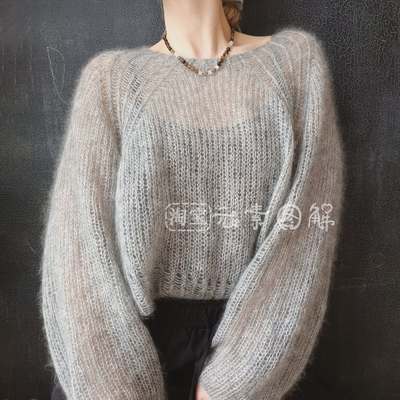[英文]Woodstock Sweater图解 女士套衫真丝马海毛毛衣编织教程