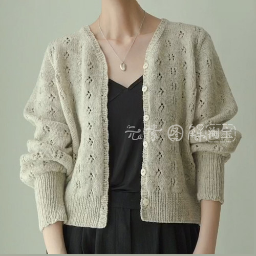 时慢开衫图解 女士v领毛衣编织图解教程BonBon Cardi Long Sleeve