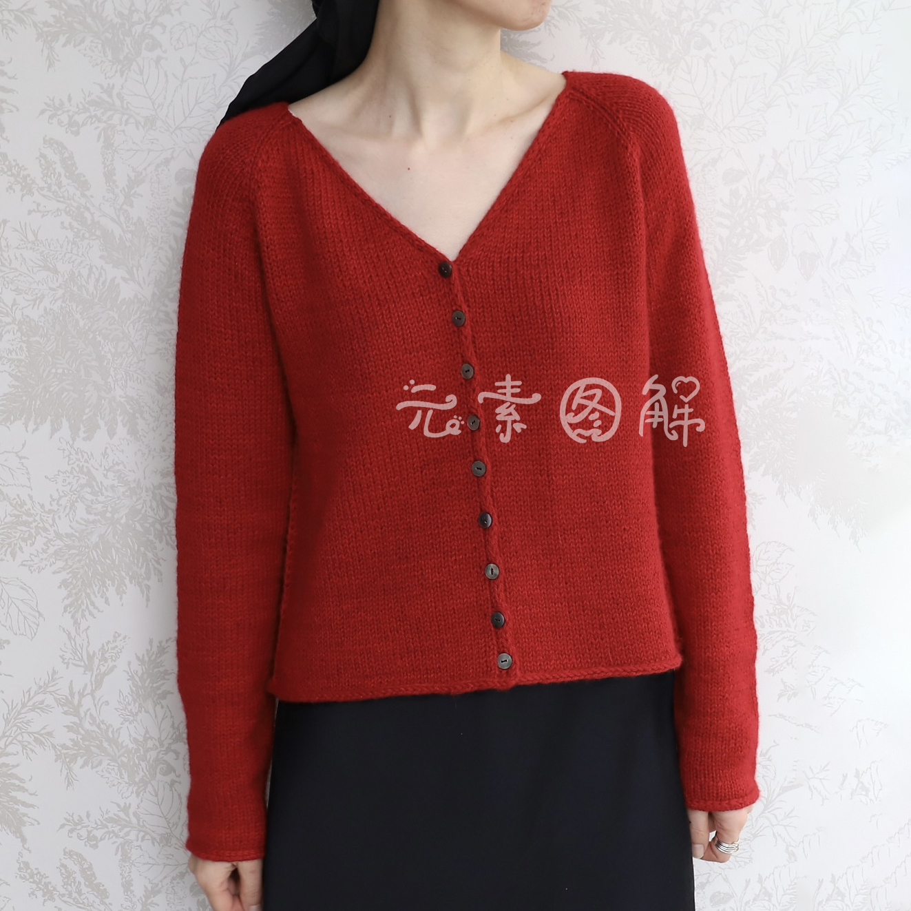 光景开衫图解 女士正反两穿毛衣图解编织教程 中文字图解教程