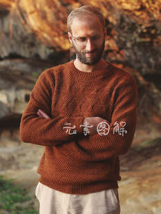 库卡伯拉套衫图解 男士圆领毛衣图解编织教程 中文字图解教程