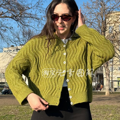 [英文]Wave Length Cardigan图解 女士开衫毛衣编织图解教程