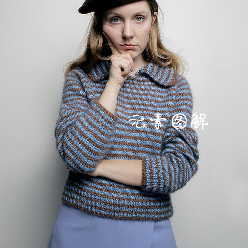 小翻领条纹套衫教程阿no图解