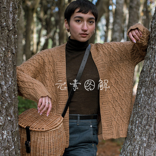 w502眉飞色舞  落肩袖开衫外套 女士棒针毛衣编织图解教程文字版