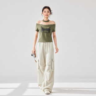 IEF 甜酷朋克辣妹小眾設(shè)計(jì)感減齡女短上衣 新款 愛依服T恤2025夏季
