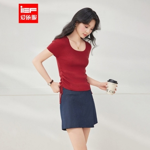 温柔小女人气质简约通勤百搭毛织上衣 IEF 爱依服2025夏季 新款 韩版