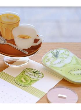 「原创」亚克力便签夹立牌咖啡饮品办公桌面装饰摆件手绘ins可爱