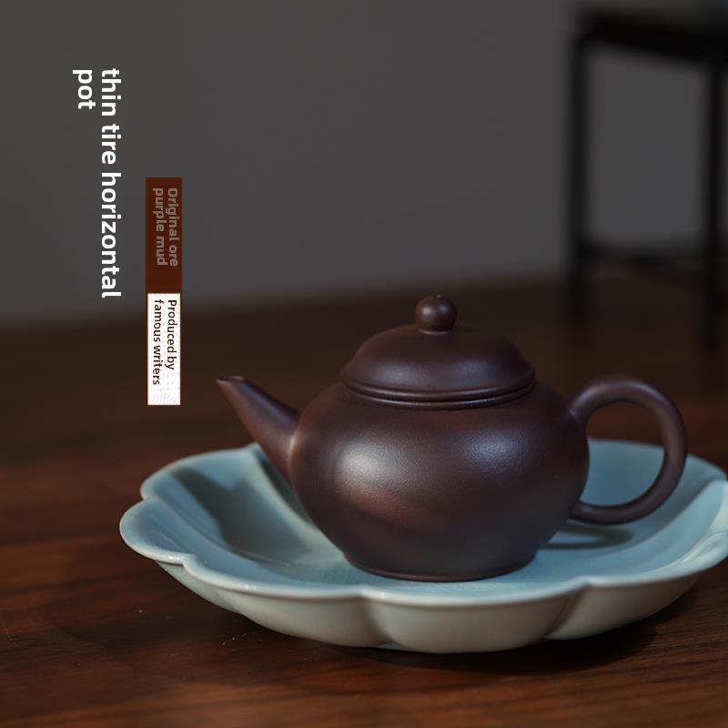 宜兴紫砂壶纯手工原料矿物老紫砂中小横壶功夫茶壶茶具薄胎