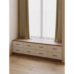 实木凸窗柜抽屉柜低柜地板柜储物柜储物柜可坐榻榻米窗台柜定制