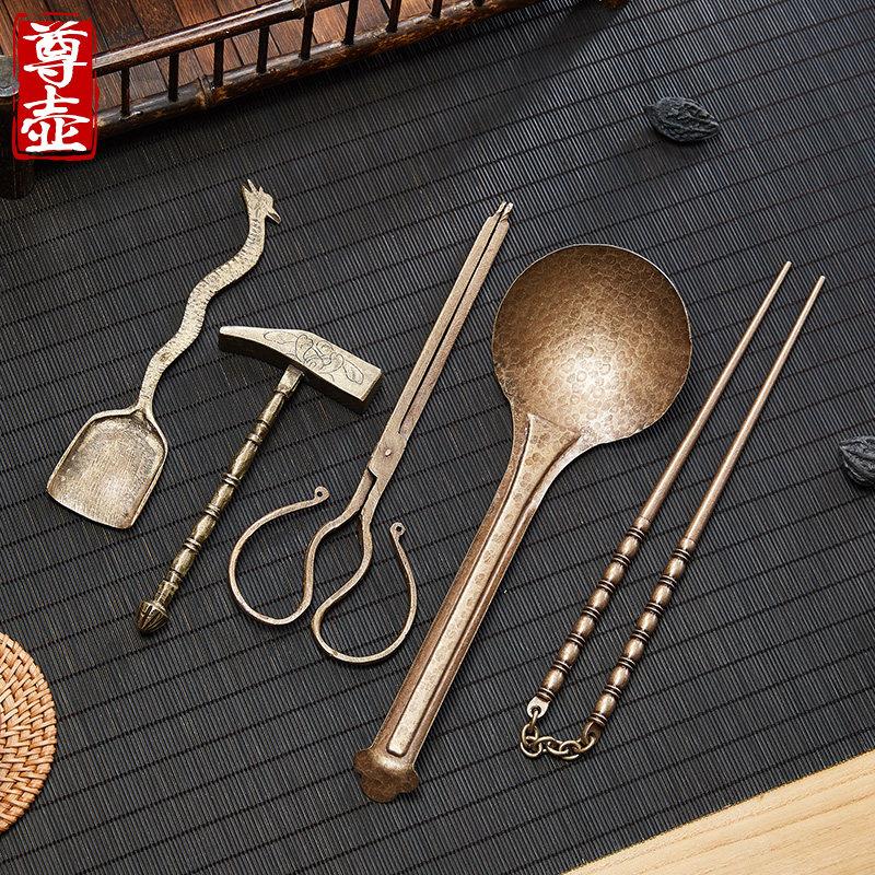炭炉工具配件火钳铜炭夹铜剪炭铲铜铲子筷子铜锤子铜勺茶炉提梁架
