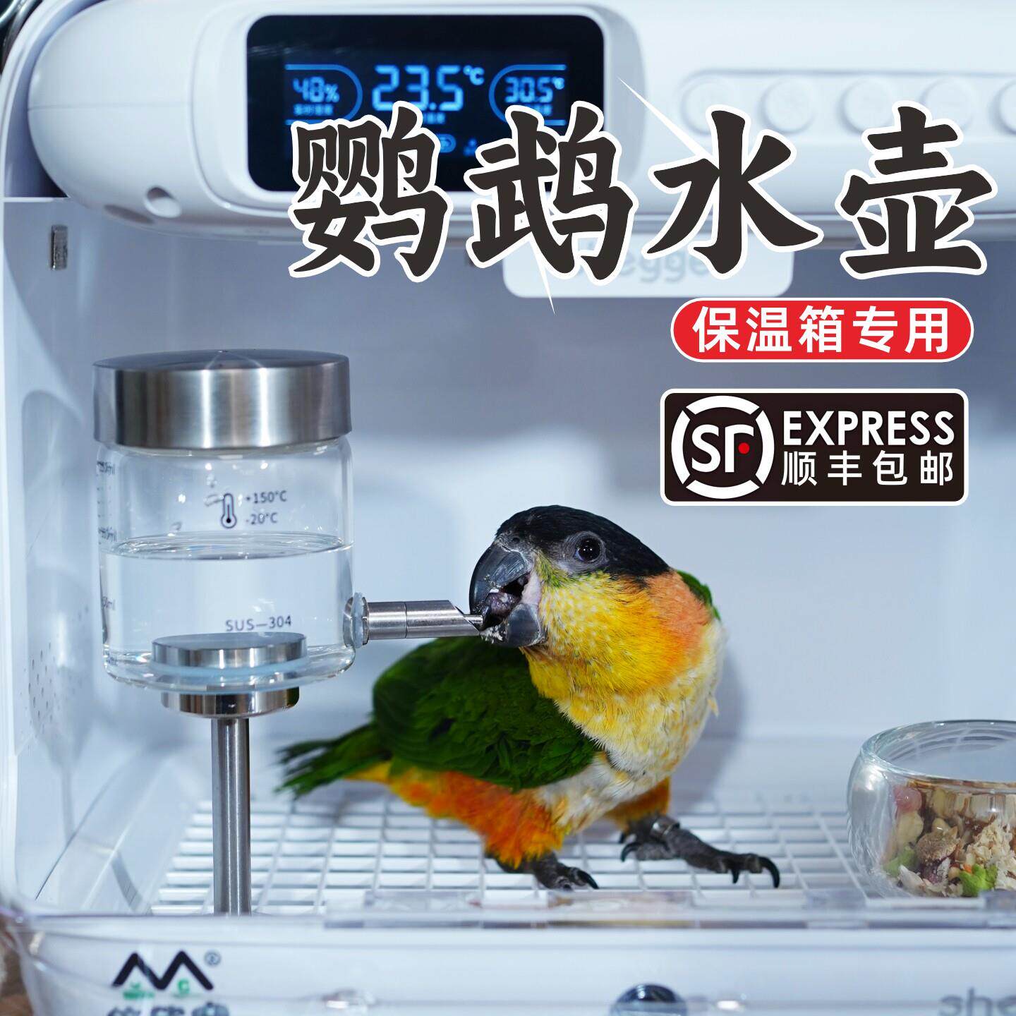 鹦鹉保温箱专用饮水器立式立柱磁吸恒温箱鸟用食盒自动撞针水壶