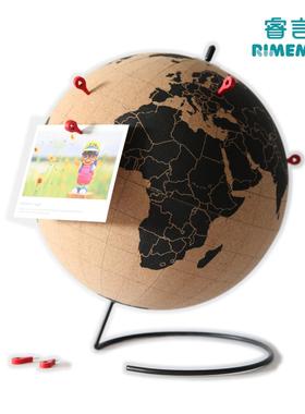 软木地球仪天然创意旅行记录家居装饰欧美风格工艺卧室摆放礼品