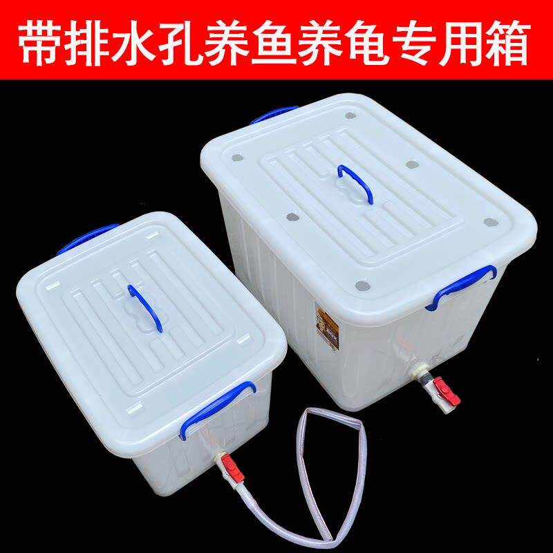 大号养鱼养龟箱带透气孔加厚水产养殖箱带卡扣家用鱼缸带轮水族箱