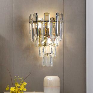中山灯后现代水晶壁灯豪华香槟金卧室床头灯创意客厅走廊灯