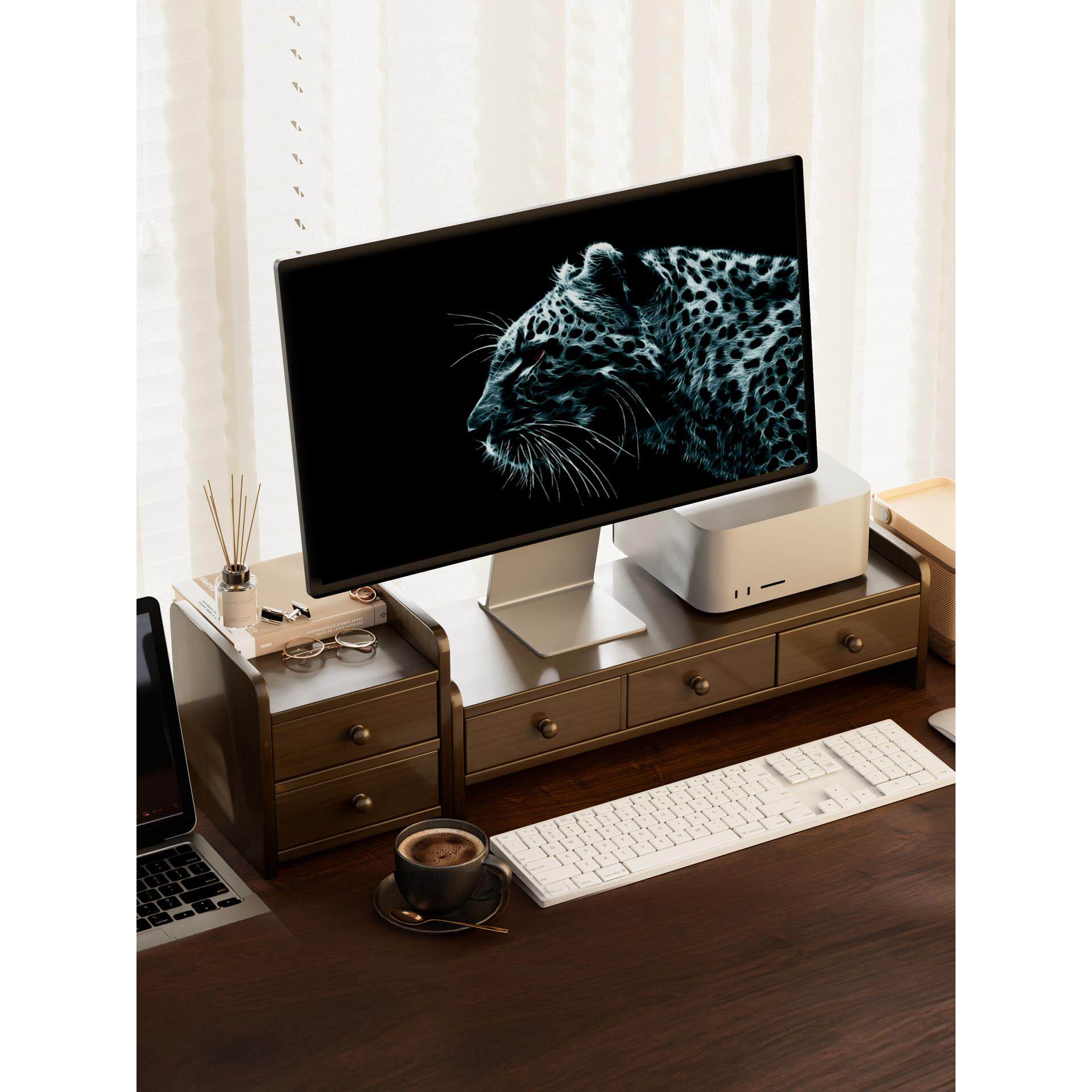 台式电脑增高架显示器托支架垫高底座办公室工位置物架桌面收纳盒