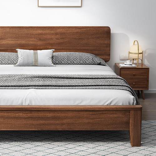 加宽胡桃木双人床2米x2米2大床实木2x22主卧大床1米8双人乘两米二