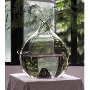 cindy美学北欧简约高级感吊钟马醉木大号落地玻璃花瓶网红大肚瓶