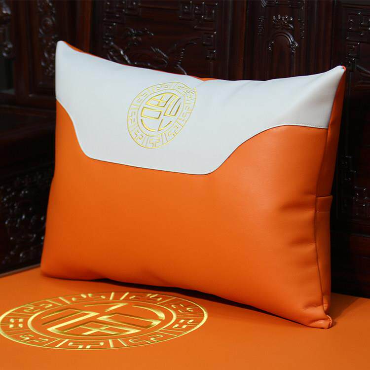 红木沙发真皮腰枕抱枕罗汉床大靠包中式椅子护腰靠头层牛皮靠背垫