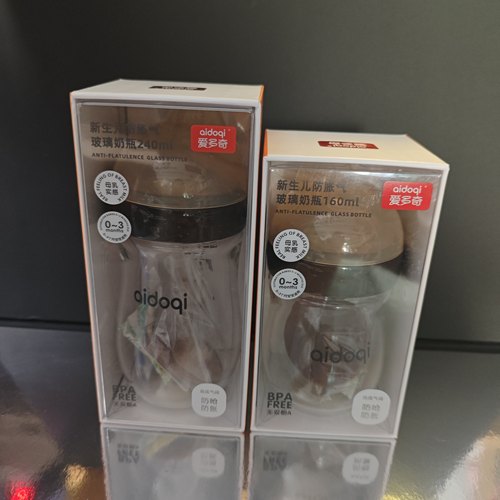 新生儿玻璃奶瓶安全硅胶材质宽口径宝宝防胀气偏心奶嘴0-3-6+个月