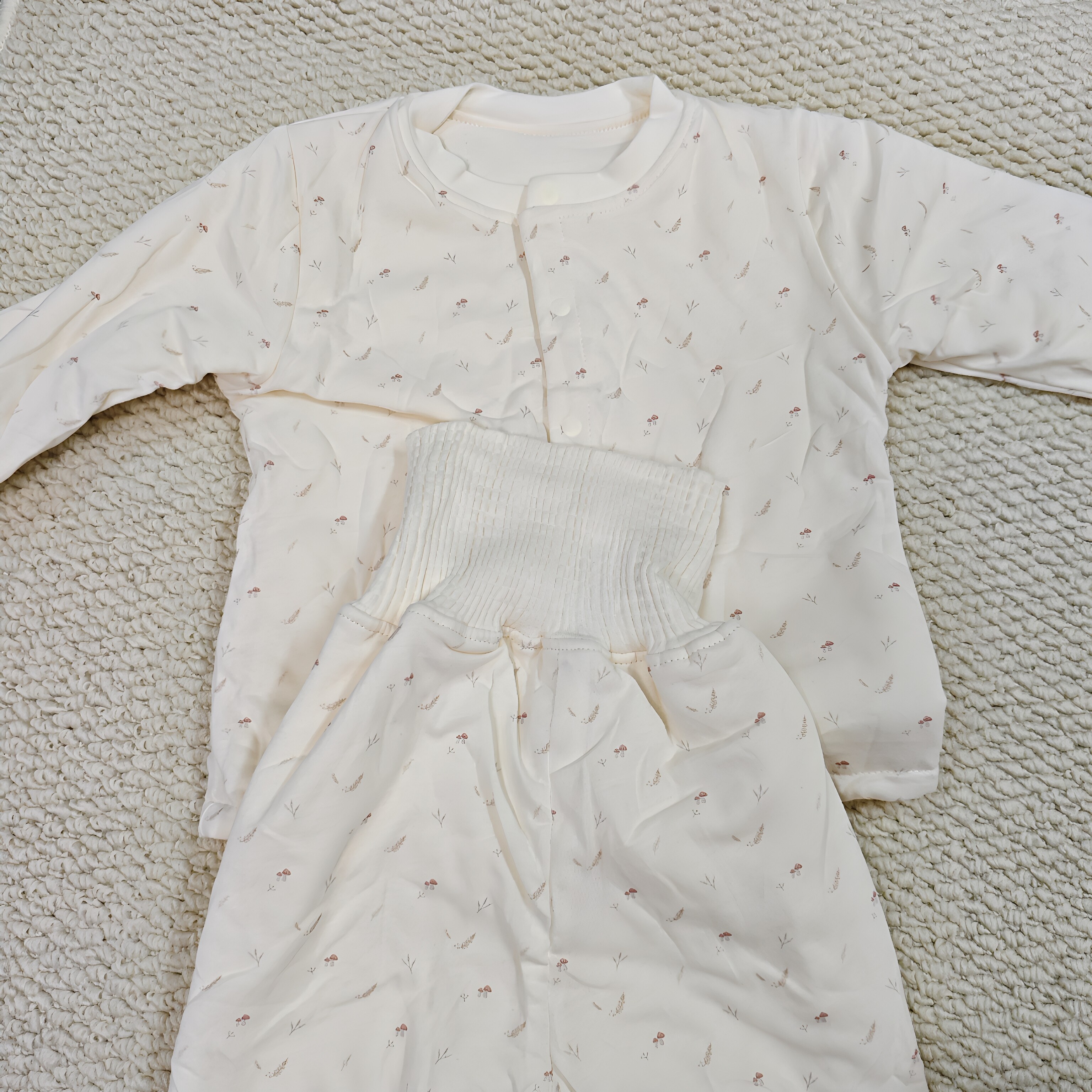 婴儿棉花分体套装高腰护肚秋冬款纯棉a类新生儿衣服保暖两件套