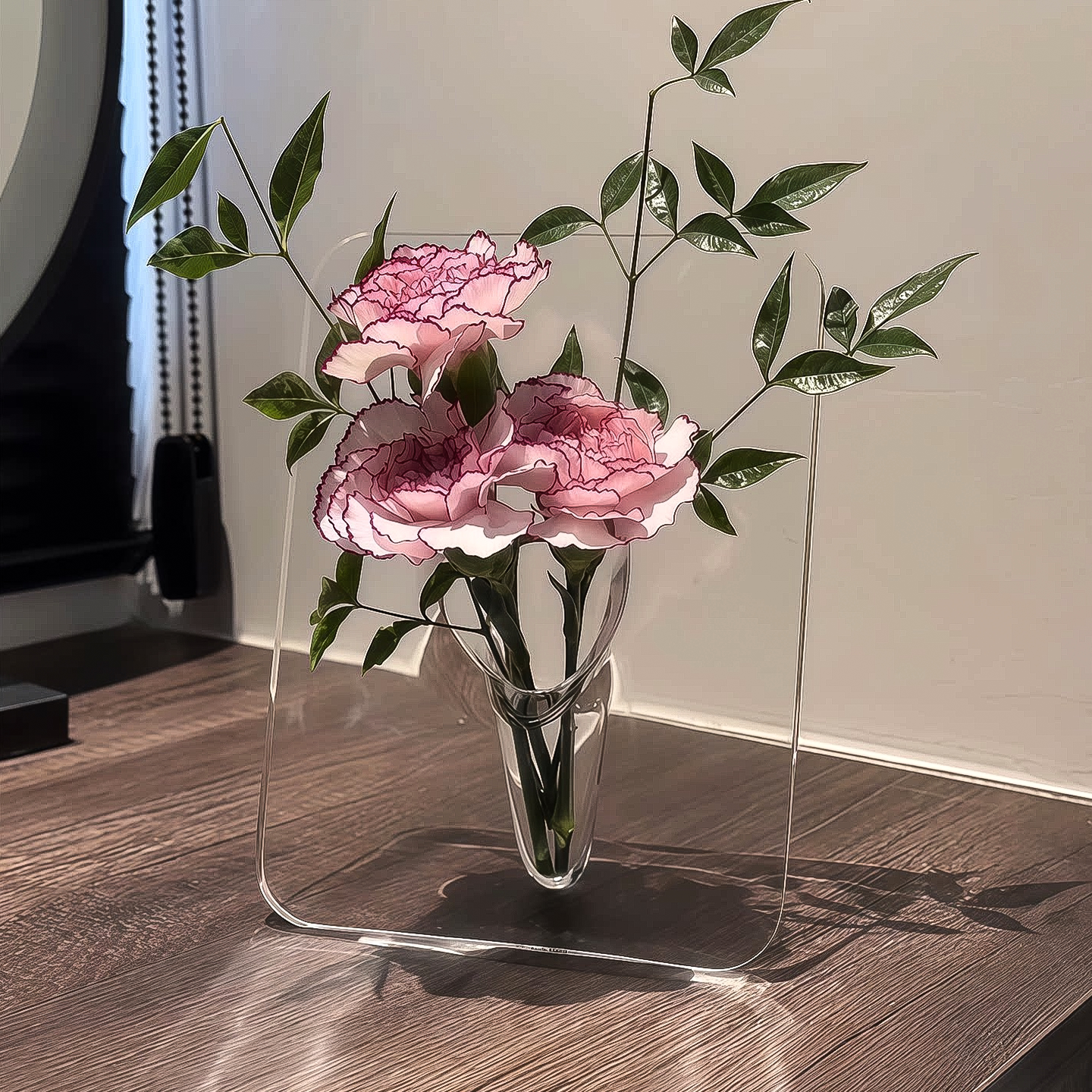 相框花瓶亚克力轻奢高级感花瓶摆件客厅插花透明水养插花鲜花高级
