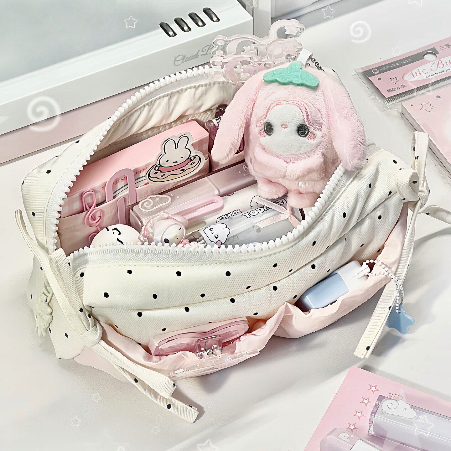 韩系波点笔袋笔盒高颜值ins风大容量女孩初高中生2026新款文具袋