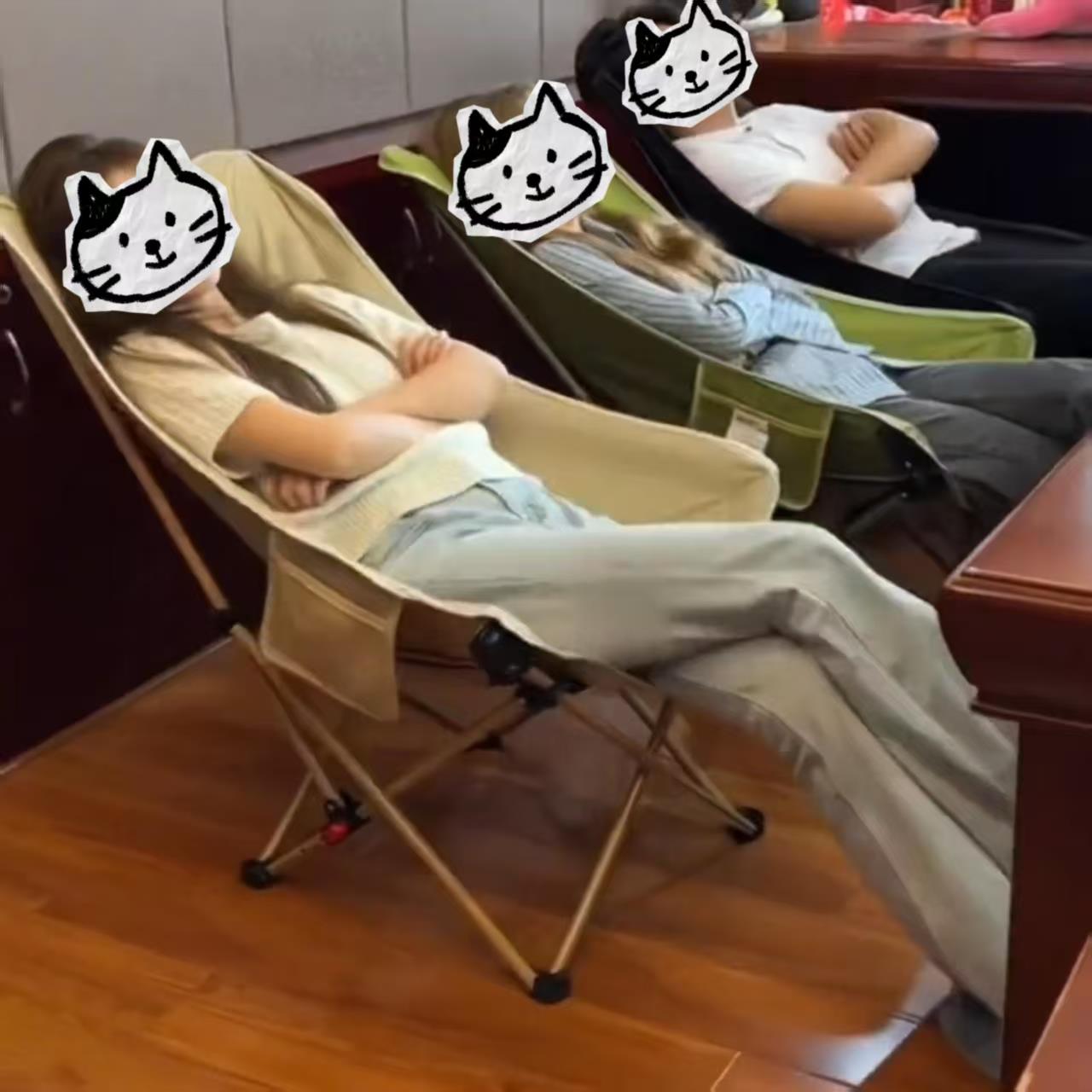 户外钓鱼便携休闲躺椅三挡调节办公室午睡午休折叠床休息月亮椅子