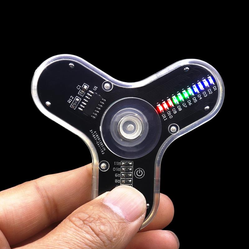 LED指尖陀螺制作套件3叶发光陀螺图案DIY散件电子实训焊接材料