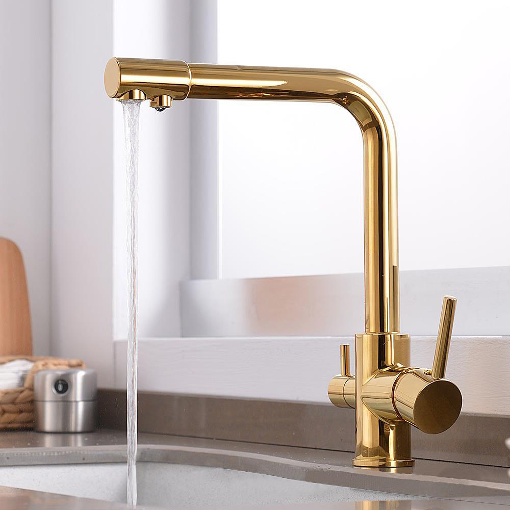 三合一龙头双出水厨房纯净水直饮冷热水龙头家用铜洗菜盆水槽龙头