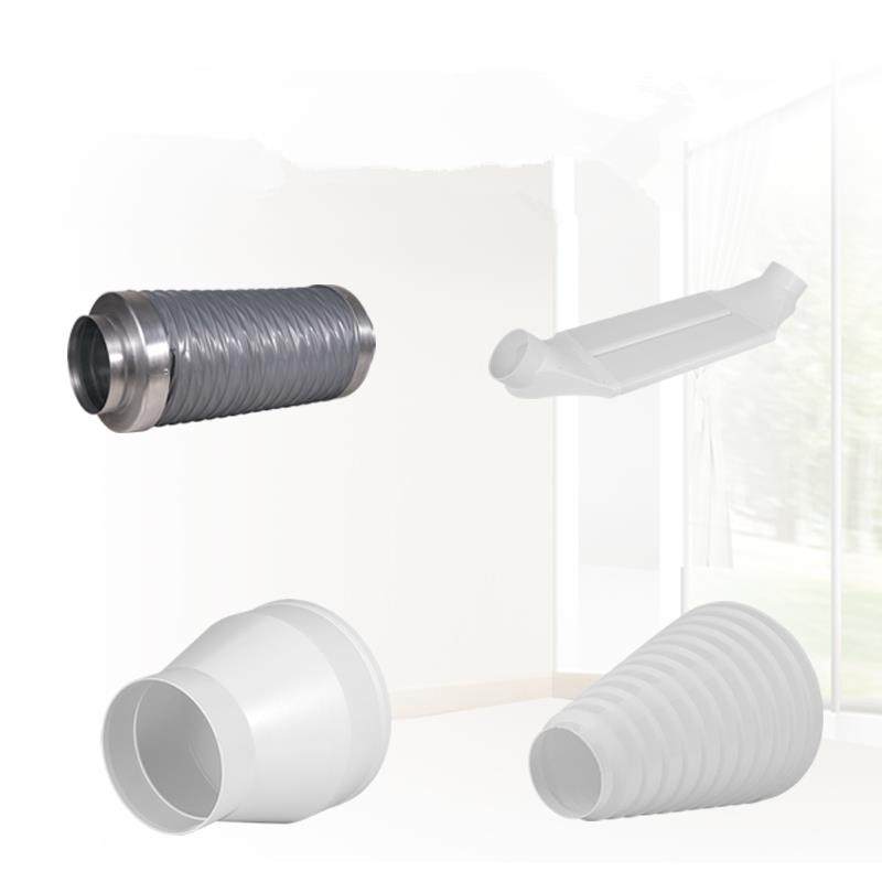 新风系统管道配件扁管过梁器大小变径消音管PE管末端软连接管风口