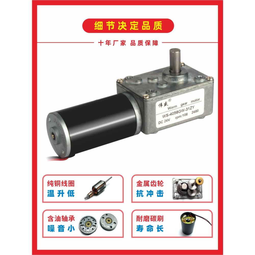 伟盛涡轮蜗杆减速电机小型31ZY机器人驱动马达12V24V微型直流电机