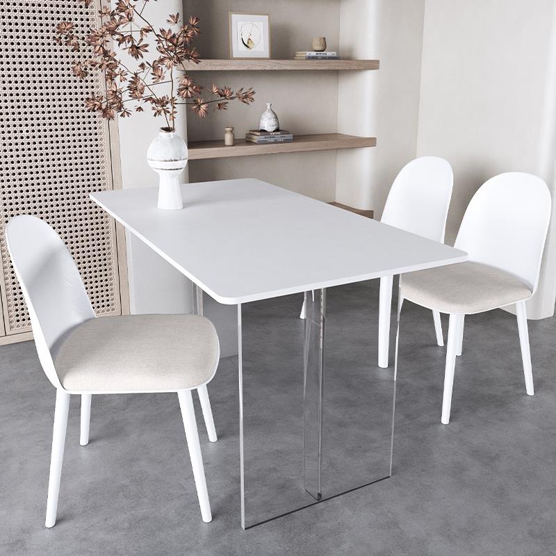 岩板餐桌亚克力悬浮感透明长方形饭桌现代简约网红餐桌家用小户型