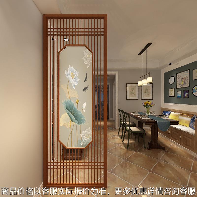 新中式实木屏风隔断客厅卧室入户玄关现代简约实木装饰镂空栅栏