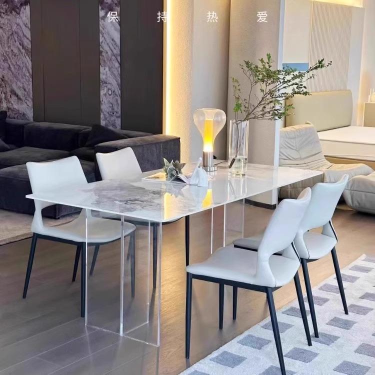 压克力岩板餐桌椅组合小户型悬浮感透明桌子现代简约家用长方形桌