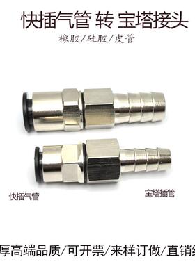 快插PU气管转铜宝塔直通接头橡胶硅胶8-8转换铜嘴461012 20mm宝塔