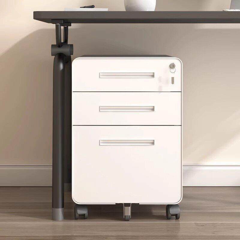 桌下活动柜铁皮文件柜办公室储物柜移动矮柜带锁抽屉柜收纳小柜子